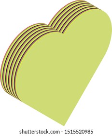 Isometric heart, vector illustration. Multiple layers make an illusion of 3d form.