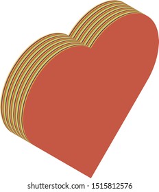 Isometric heart, vector illustration. Multiple layers make an illusion of 3d form.