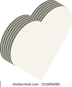 Isometric heart, vector illustration. Multiple layers make an illusion of 3d form.