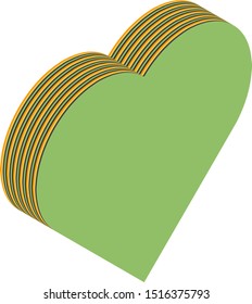 Isometric heart, vector illustration. Multiple layers make an illusion of 3d form.