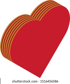 Isometric heart, vector illustration. Multiple layers make an illusion of 3d form.