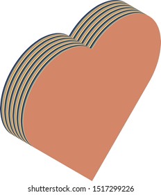 Isometric heart, vector illustration. Multiple layers make an illusion of 3d form.