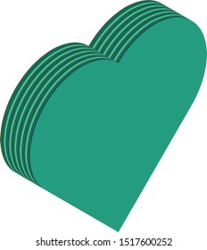 Isometric heart, vector illustration. Multiple layers make an illusion of 3d form.