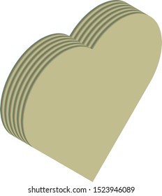 Isometric heart, vector illustration. Multiple layers make an illusion of 3d form.