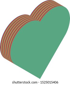Isometric heart, vector illustration. Multiple layers make an illusion of 3d form.