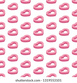 isometric hearts seamless pattern on white background. valentines day template design layout. flat vector illustration easy to edit and customize. eps 10