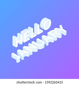 Isometric hello january text design