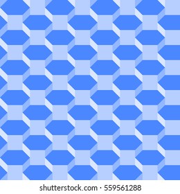 Isometric hexagon pattern - 3D seamless editable geometric vector abstract background wallpaper (Blue)