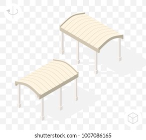 Isometric High Quality City Element with 45 Degrees Shadows on Transparent Background . Pergola