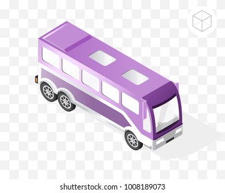 Isometric High Quality City Element with 45 Degrees Shadows on Transparent Background . Bus