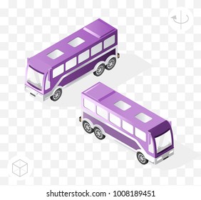 Isometric High Quality City Element with 45 Degrees Shadows on Transparent Background . Bus