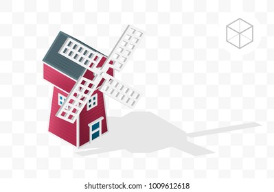 Isometric High Quality City Element with 45 Degrees Shadows on Transparent Background 