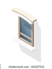 Isometric High Quality City Element with 45 Degrees Shadows on White Background. Window.