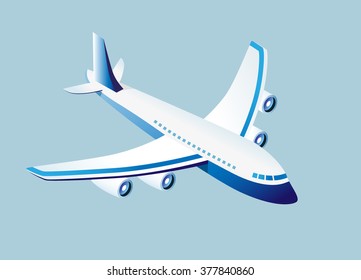 Isometric High Quality City Element with 45 Degrees Shadows on White Background. Airplane.