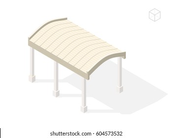 Isometric High Quality City Element with 45 Degrees Shadows on White Background . Pergola