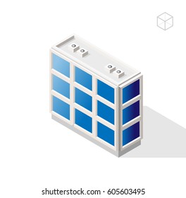 Isometric High Quality City Element with 45 Degrees Shadows on White Background . Offices