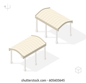 Isometric High Quality City Element with 45 Degrees Shadows on White Background . Pergola