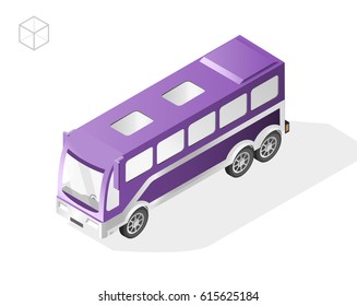 Isometric High Quality City Element with 45 Degrees Shadows on White Background . Bus