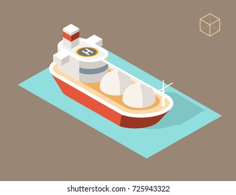 Isometric High Quality City Element on White Background . Oil Tanker Ship