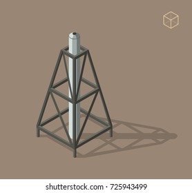 Isometric High Quality City Element on White Background . Oil Tower 