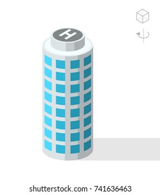Isometric High Quality City Element on White Background. Skyscraper