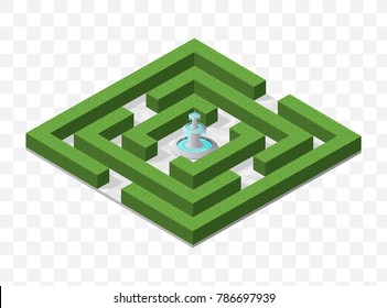 Isometric High Quality City Element with 45 Degrees Shadows on Transparent Background . Garden