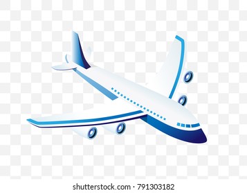 Isometric High Quality City Element with 45 Degrees Shadows on Transparent Background . Airplane