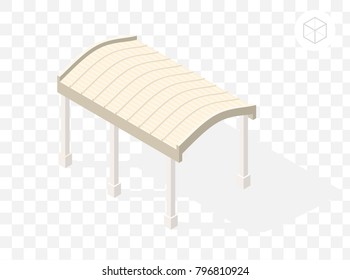 Isometric High Quality City Element with 45 Degrees Shadows on Transparent Background . Pergola