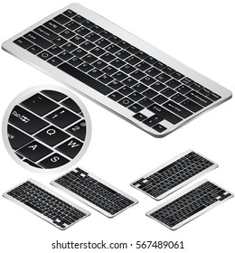 Isometric high quality keyboard set with metal polished frame