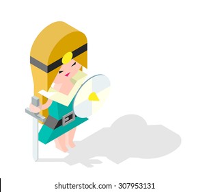 Isometric High Quality Medieval Character with 45 Degrees Shadows on White Background. Amazon