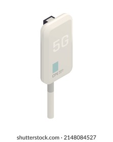 Isometric high speed 5g internet receiver on white background vector illustration