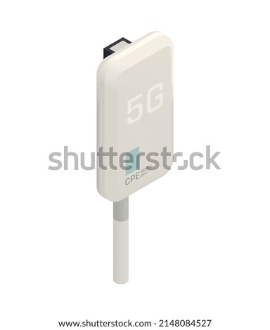 Isometric high speed 5g internet receiver on white background vector illustration