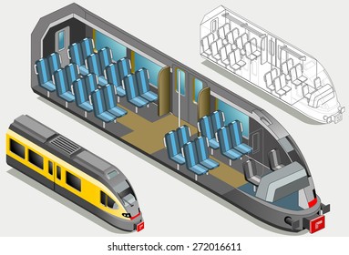 Isometric High Speed Subway Longitudinal Section - Mind the Gap. Icon. JPG. JPEG. Object. Picture. Image. Graphic. Art. Illustration. Vector. EPS 10. AI. Drawing - stock vector