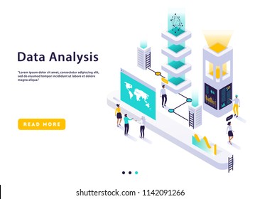 Isometric high technology concept, data center, data storage isometric vector illustration 