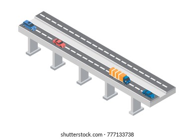 Isometric highway traffic vector illustration