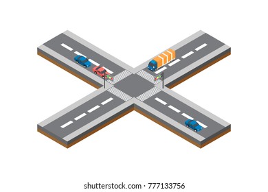 Isometric highway traffic vector illustration