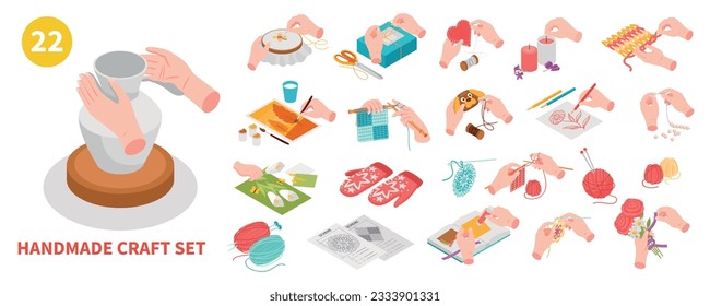 Isometric hobbies big icon set work that you can do with your own hands vector illustration