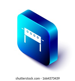 Isometric Hockey table icon isolated on white background. Blue square button. Vector Illustration