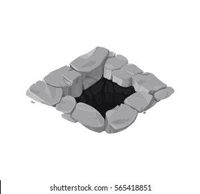 Isometric Hole In Ground.
A Vector Illustration Of A Man Made Opening.