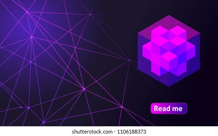 Isometric holographic geometric icon Crypto Currency, colorful abstract background. A great concept for a web design template 2