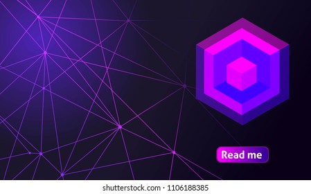 Isometric holographic geometric icon Crypto Currency, colorful abstract background. A great concept for a web design template