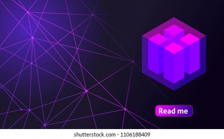 Isometric holographic geometric icon Crypto Currency, colorful abstract background. A great concept for a web design template 5