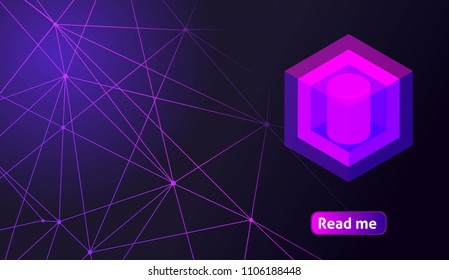 Isometric holographic geometric icon Crypto Currency, colorful abstract background. A great concept for a web design template 7