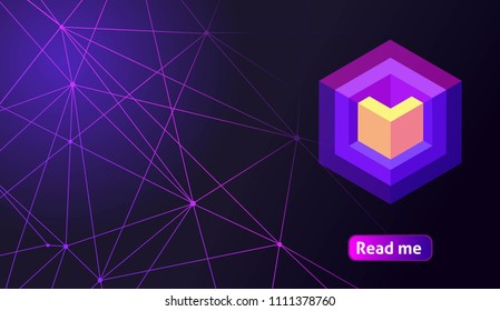 Isometric holographic geometric icon Crypto Currency, colorful abstract background. A great concept for a web design template 14