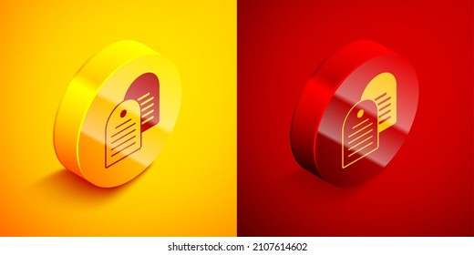 Isometric Holy bible book icon isolated on orange and red background. Circle button. Vector