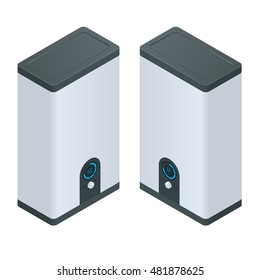 Isometric Home Electric Heating Boiler. Home Heating Appliances Icons.