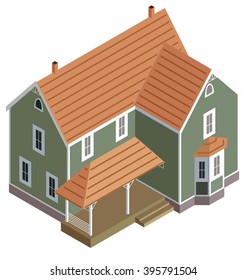 Isometric home in green, vector