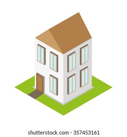 isometric home house 3d flat building