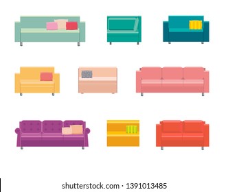 Isometric of home sofa vector icon. Couch set
Flat illustration for concept advertising banner for furniture stores, for mobile applications and games.Isolated on white background.