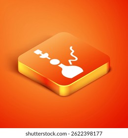 Isometric Hookah icon isolated on orange background.  Vector